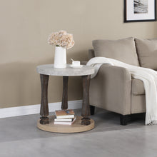 Cargar imagen en el visor de la galería, Mid-Century 2-Tier Round End Table with Storage Shelf, Antique Grey
