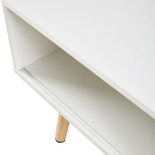 Cargar imagen en el visor de la galería, 41.34&quot; Modern Rattan Coffee Table with Sliding Door Storage (White)
