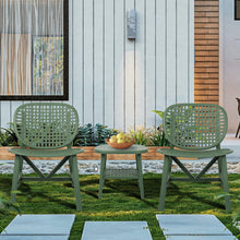 Cargar imagen en el visor de la galería, 3 Piece Hollow Design Retro Outdoor Patio Table and Lounge Chairs Furniture Set with Open Shelf and Widened Seats (Green)
