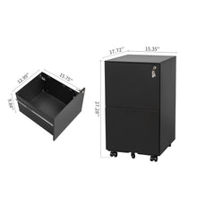 Load image into Gallery viewer, 2 Drawer Steel Mobile Rolling File Cabinet with Lock on Anti-tilt Wheels (Black)

