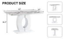 Load image into Gallery viewer, Rectangular 63 inch Faux White Marble Top Dining Table
