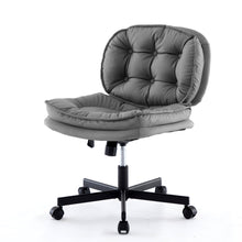 Cargar imagen en el visor de la galería, Adjustable Armless Wide PU Leather Swivel Office Chair, Smoke Grey
