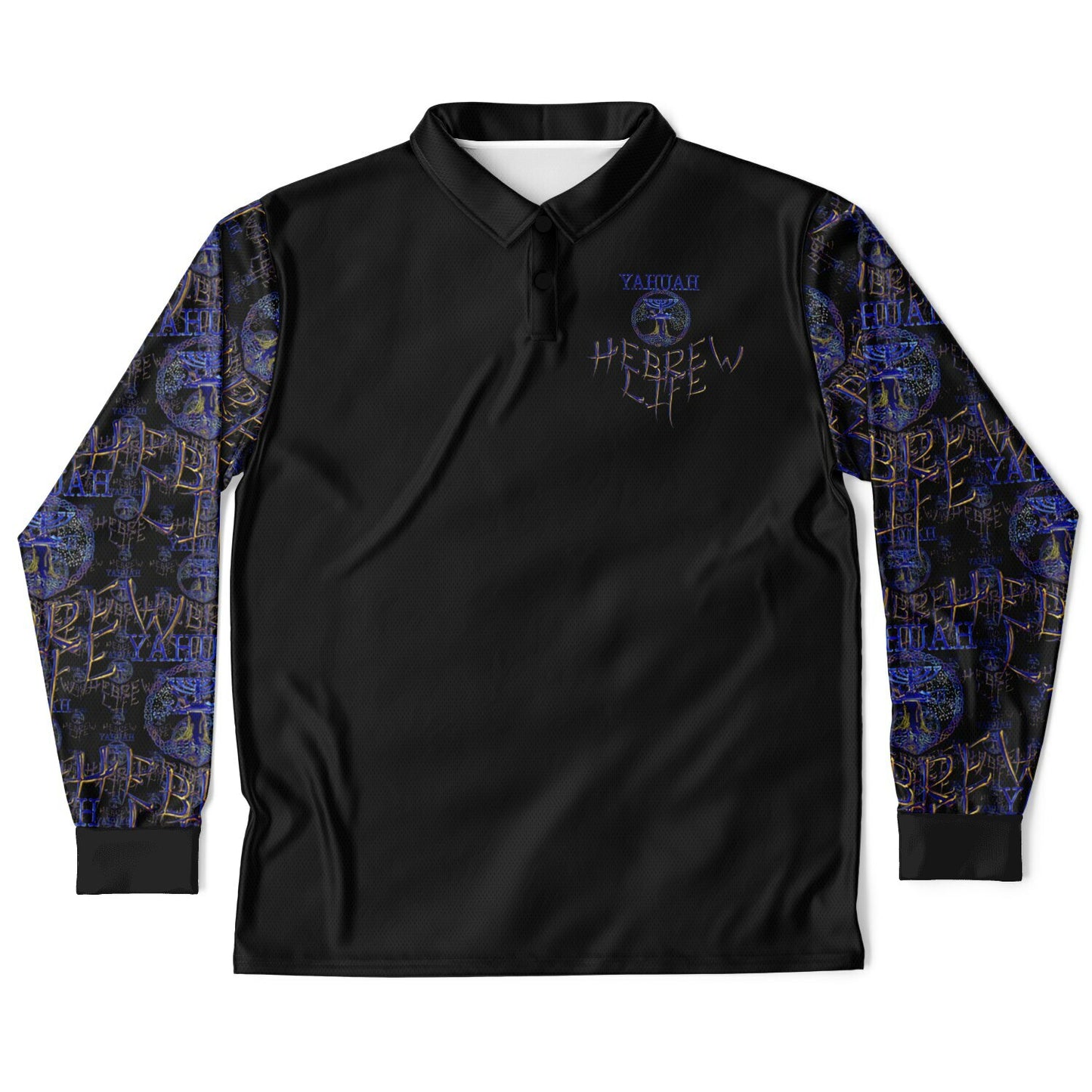 Hebrew Life 01-02 Men’s Designer Long Sleeve Polo Shirt
