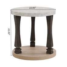 Charger l&#39;image dans la galerie, Mid-Century 2-Tier Round End Table with Storage Shelf, Antique Grey
