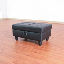 Load image into Gallery viewer, Rectangular Tufted Faux Leather Accent Storage Ottoman, Black

