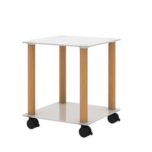 Charger l&#39;image dans la galerie, 2-Tier End/Side Table with Storage Shelves, White+Oak
