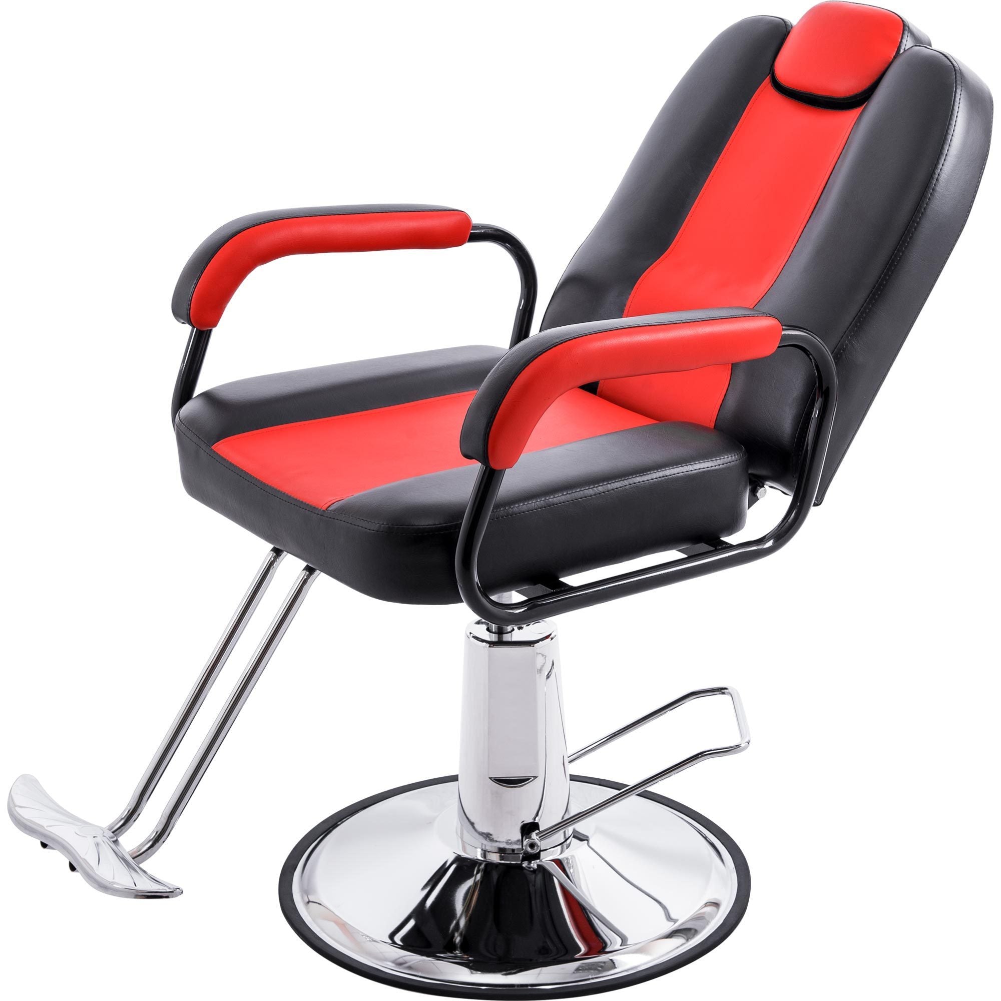 Deluxe Reclining Chair with Heavy Duty Pump for Beauty Salon, Barber and Tattoo Shop, Red