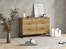 Load image into Gallery viewer, Modern 7 Drawer Wood Dresser, Walnut Color
