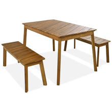Load image into Gallery viewer, GO 3 Pieces Acacia Wood Table &amp; 2 Benches Indoor/Outdoor Patio/Porch Furniture Set, Natural
