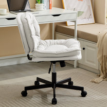 Charger l&#39;image dans la galerie, Adjustable Armless Wide PU Leather Swivel Office Chair, Creamy White
