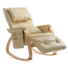 Charger l&#39;image dans la galerie, Reclining Cream White Leather Rocking Chair
