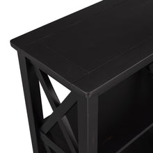 Charger l&#39;image dans la galerie, TREXM Sofa Table with 3-Tier Open Storage Spaces and &quot;X&quot; Legs (Black)
