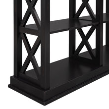 Cargar imagen en el visor de la galería, TREXM Sofa Table with 3-Tier Open Storage Spaces and &quot;X&quot; Legs (Black)

