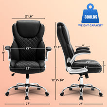 Cargar imagen en el visor de la galería, Executive Ergonomic Leather Rocking Office Chair with Flip Up Armrests, Black
