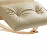 Carica l&#39;immagine nel visualizzatore di Gallery, Reclining Cream White Leather Rocking Chair
