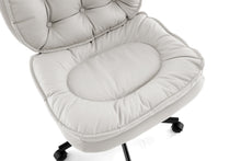 Charger l&#39;image dans la galerie, Adjustable Armless Wide PU Leather Swivel Office Chair, Creamy White
