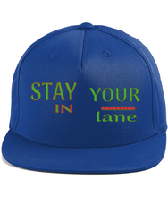 Load image into Gallery viewer, STAY IN YOUR lane 01-01 Designer Embroidered Cotton Twill Flat Brim Baseball Cap (9 colors)

