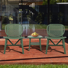 Carica l&#39;immagine nel visualizzatore di Gallery, 3 Piece Hollow Design Retro Outdoor Patio Table and Lounge Chairs Furniture Set with Open Shelf and Widened Seats (Green)
