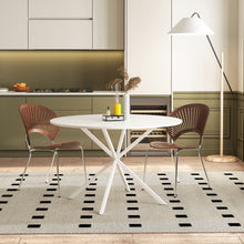 Charger l&#39;image dans la galerie, 47.24&#39;&#39; Modern Cross Leg Round Two Piece Removable White Top Occasional Dining Table with Iron Legs, Matte Finish
