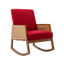 Carica l&#39;immagine nel visualizzatore di Gallery, Red Upholstered Tall Back Accent Rocking Armchair
