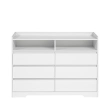 Cargar imagen en el visor de la galería, Six Drawer Dresser with LED Lights, White
