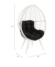 Carica l&#39;immagine nel visualizzatore di Gallery, ACME Galzed Black Fabric &amp; White Wicker Patio Lounge Chair
