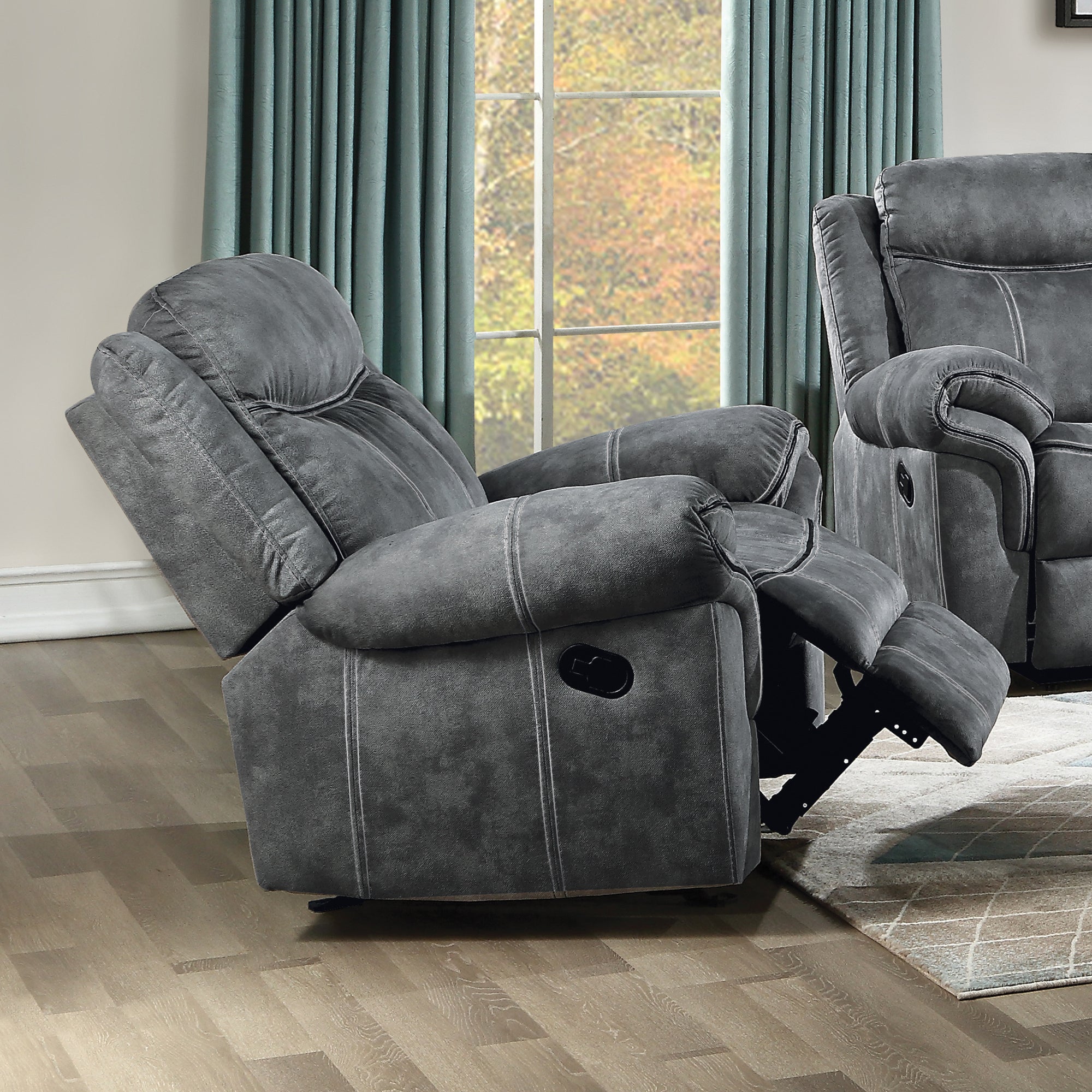 ACME Zubaida Velvet Glider Recliner, 2-Tone Gray