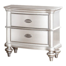 Load image into Gallery viewer, Elegant Two Drawer Plywood Nightstand (Beige/White/Antique Silver Finish)
