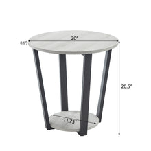 Charger l&#39;image dans la galerie, Elysian Contemporary Round End Table with Shelf, Off-White
