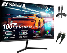 Charger l&#39;image dans la galerie, Sansui  27 inch 100Hz IPS USB Type-C FHD 1080P HDR10 Computer Monitor with Built-in Speakers HDMI DP Game RTS/FPS, tilt Adjustable for Working and Gaming (ES-27X3 Type-C Cable &amp; HDMI Cable Included)
