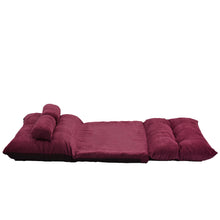 Cargar imagen en el visor de la galería, Orisfur Lazy Sofa Adjustable Folding Futon Sofa Video Gaming Sofa with Two Pillows (Burgundy)
