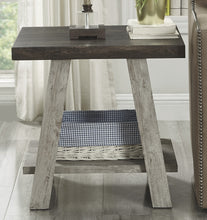 Charger l&#39;image dans la galerie, Athens Contemporary Two-Tone Wood Shelf End Table, Weathered Walnut and Gray
