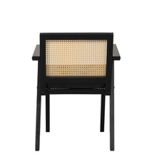 Load image into Gallery viewer, Mid-Century Accent Arm Chair with Handcrafted Rattan Backrest and Padded Seat (Black)
