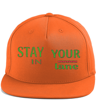 Load image into Gallery viewer, STAY IN YOUR lane 01-01 Designer Embroidered Cotton Twill Flat Brim Baseball Cap (9 colors)
