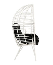 Cargar imagen en el visor de la galería, ACME Galzed Black Fabric &amp; White Wicker Patio Lounge Chair
