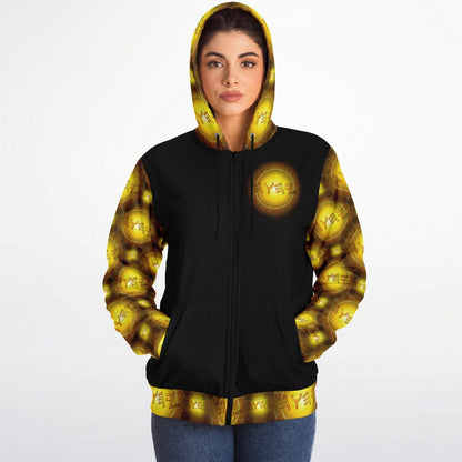 Creator Yahuah 01: Sun, Earth & Fire Designer Microfleece Unisex Zip Hoodie