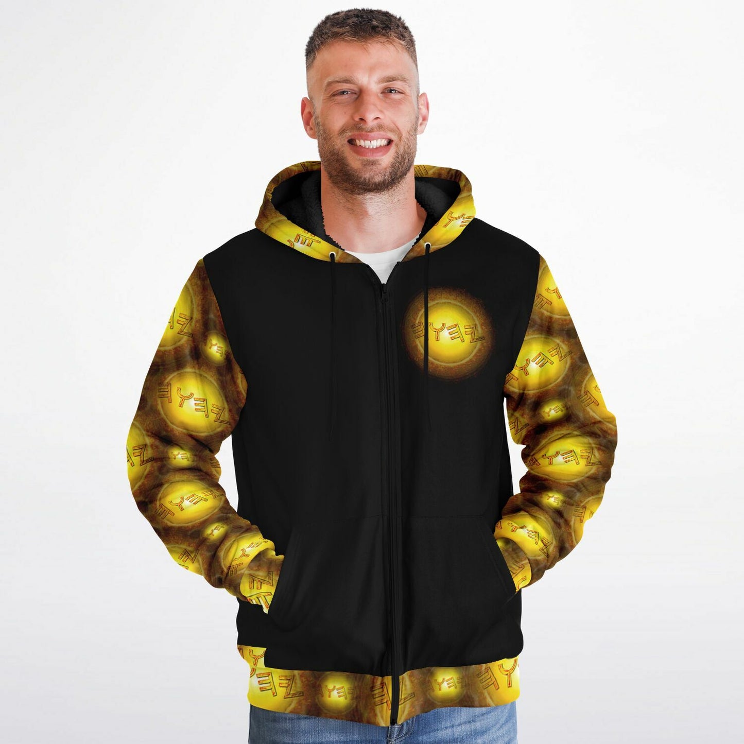 Creator Yahuah 01: Sun, Earth & Fire Designer Microfleece Unisex Zip Hoodie