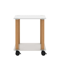 Load image into Gallery viewer, 2-Tier End/Side Table with Storage Shelves, White+Oak
