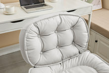 Charger l&#39;image dans la galerie, Adjustable Armless Wide PU Leather Swivel Office Chair, Creamy White
