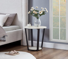 Load image into Gallery viewer, Elysian Contemporary Round End Table with Shelf, Off-White
