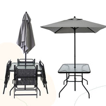 Carica l&#39;immagine nel visualizzatore di Gallery, Five Piece Outdoor Metal Patio Dining Set with Umbrella (Black)

