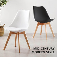 Cargar imagen en el visor de la galería, PU Leather Upholstered Dining Chairs with Wood Legs, Set of 4 (White)

