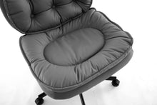 Cargar imagen en el visor de la galería, Adjustable Armless Wide PU Leather Swivel Office Chair, Smoke Grey
