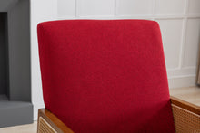 Cargar imagen en el visor de la galería, Red Upholstered Tall Back Accent Rocking Armchair
