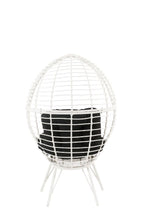 Cargar imagen en el visor de la galería, ACME Galzed Black Fabric &amp; White Wicker Patio Lounge Chair
