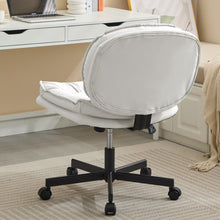 Cargar imagen en el visor de la galería, Adjustable Armless Wide PU Leather Swivel Office Chair, Creamy White
