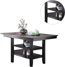Charger l&#39;image dans la galerie, One Piece Counter Height Kitchen &amp; Dining Room Table with 2 Storage Shelves (Dark Coffee Finish)
