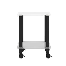 Charger l&#39;image dans la galerie, 2-Tier End/Side Table with Storage Shelves, White+Black
