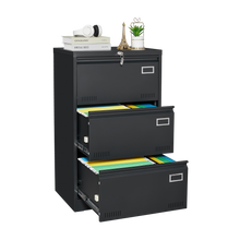 Load image into Gallery viewer, 3 Drawer Locking Metal Lateral File Cabinet
