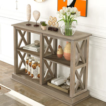 Charger l&#39;image dans la galerie, TREXM Sofa Table with 3-Tier Open Storage Spaces and “X” Legs (White Wash)
